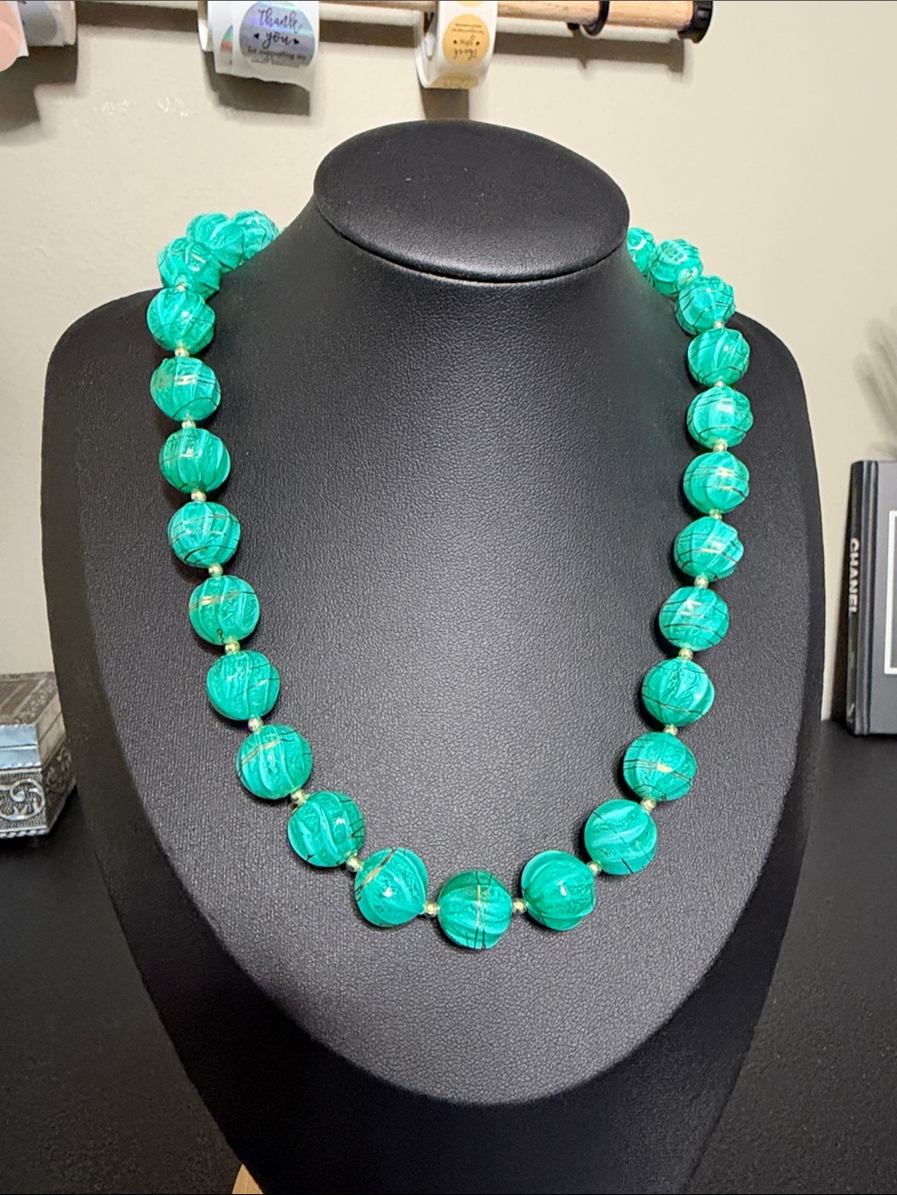 Fashion Vintage Elegant Green Acrylic Beaded Necklace - Women Jewelry